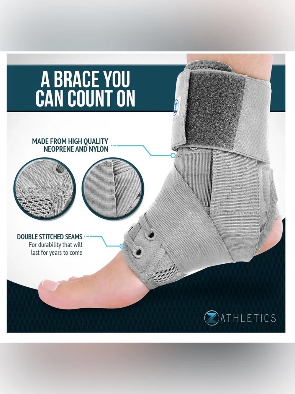 Ankle Brace for Women & Men - Lace Up Adjustable Support with Side Stabilizers m